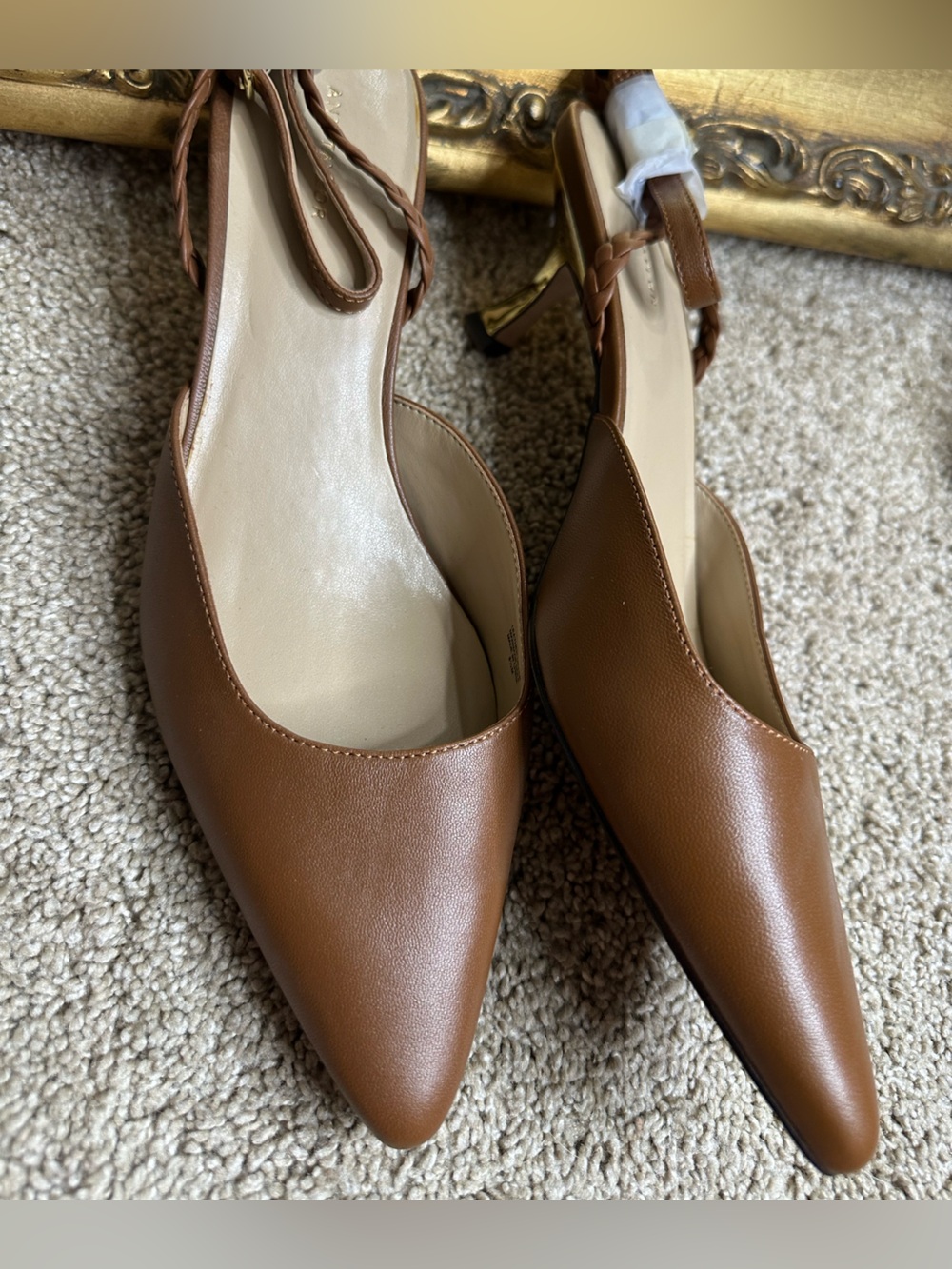 New Ann Taylor Genuine Leather Closed Toe Strappy Kitten Heels Size 8.5M